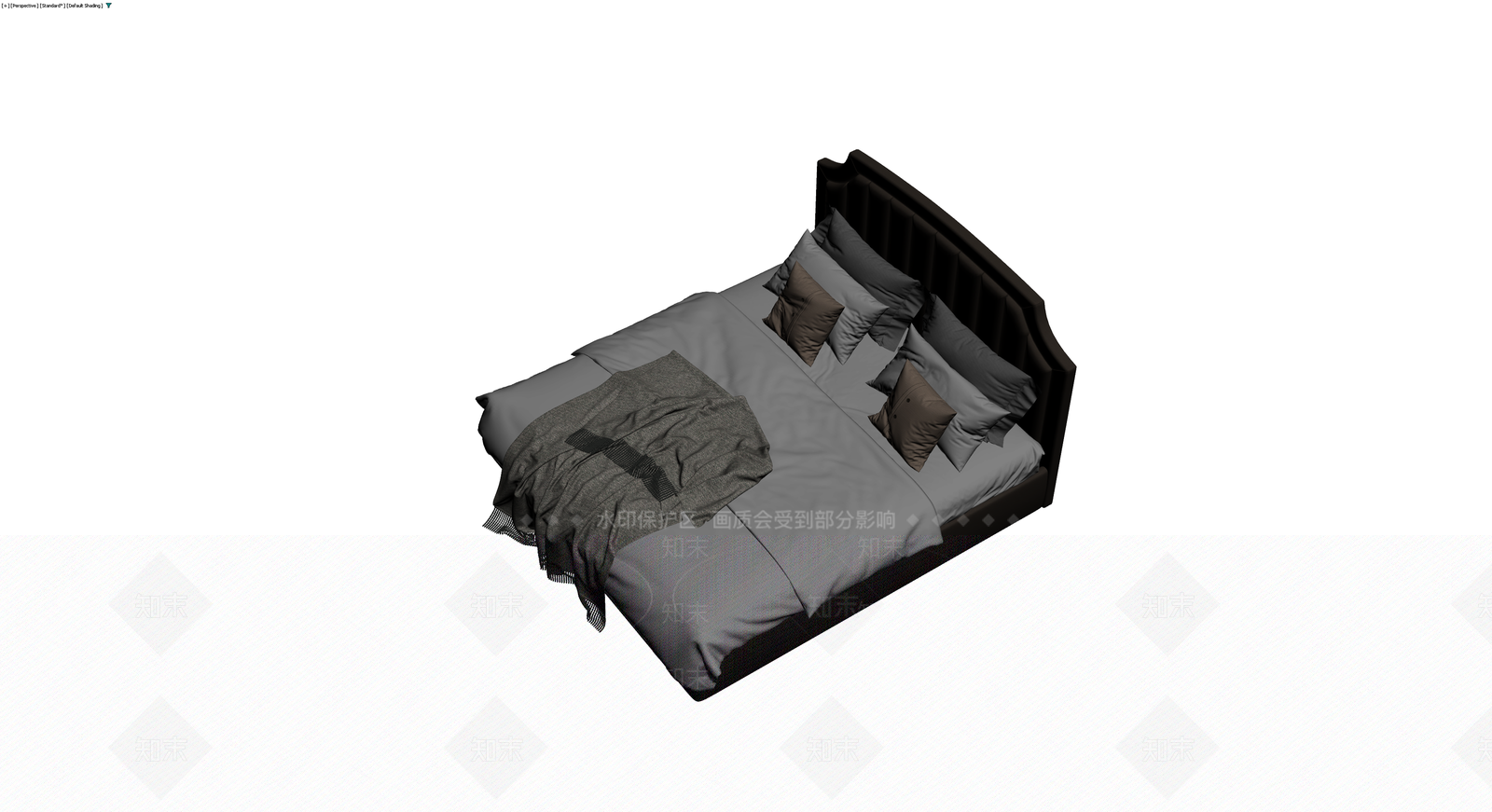 深色软包双人床组合3D模型下载【ID:1229982857】