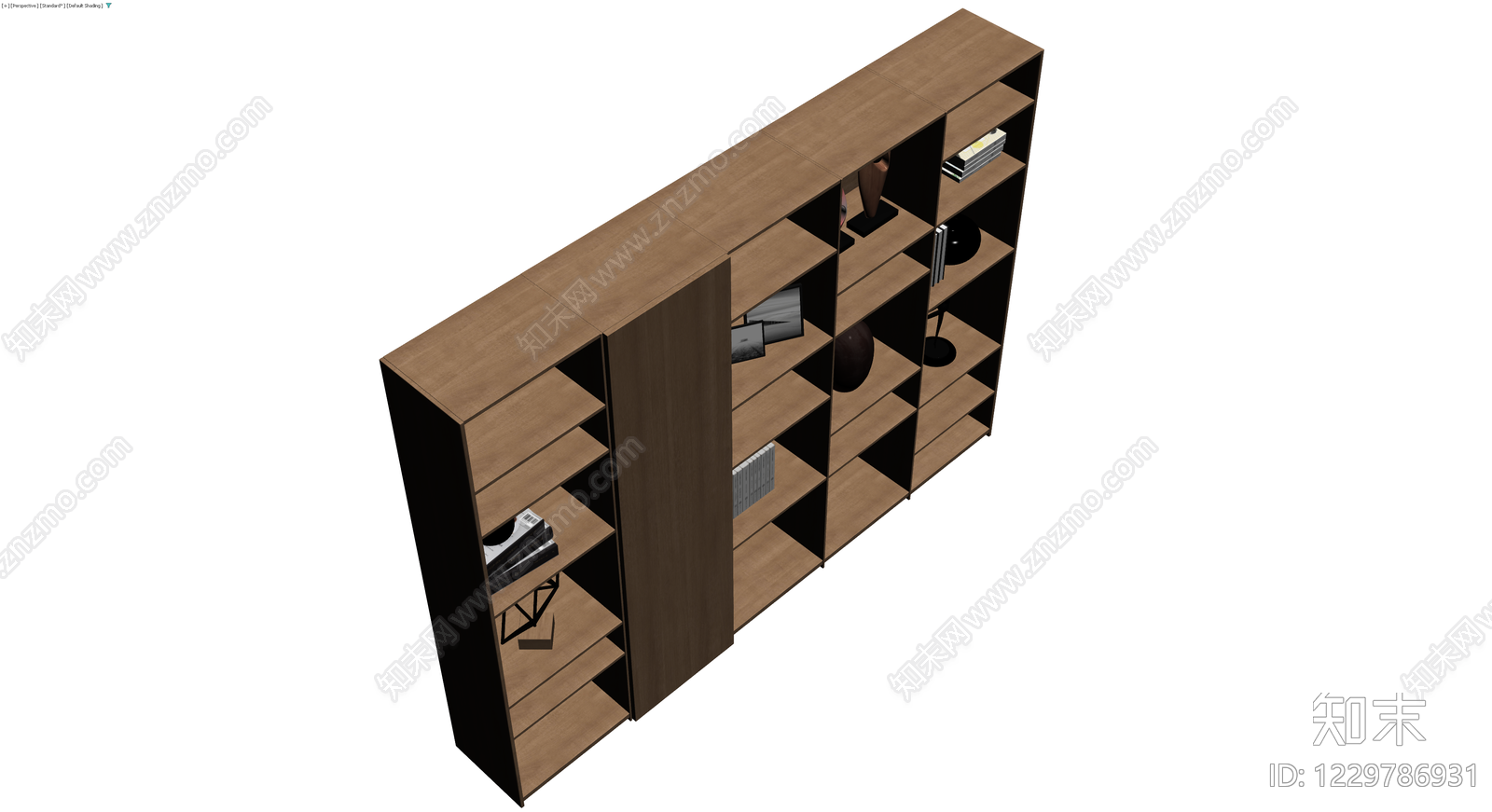 现代风格木质组合书柜3D模型下载【ID:1229786931】
