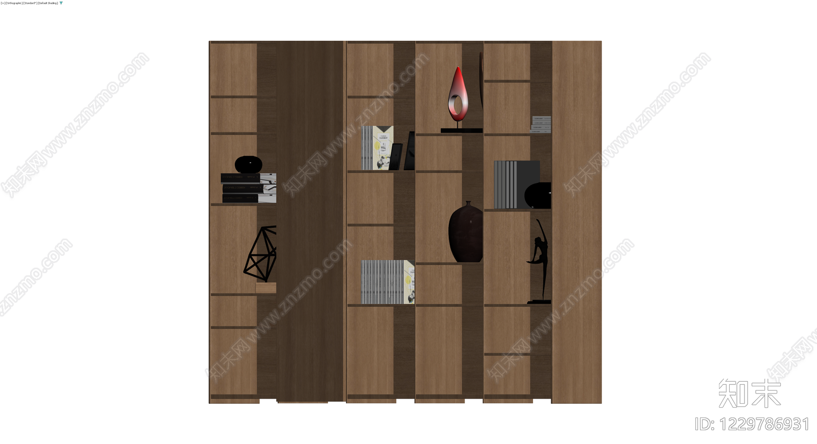 现代风格木质组合书柜3D模型下载【ID:1229786931】