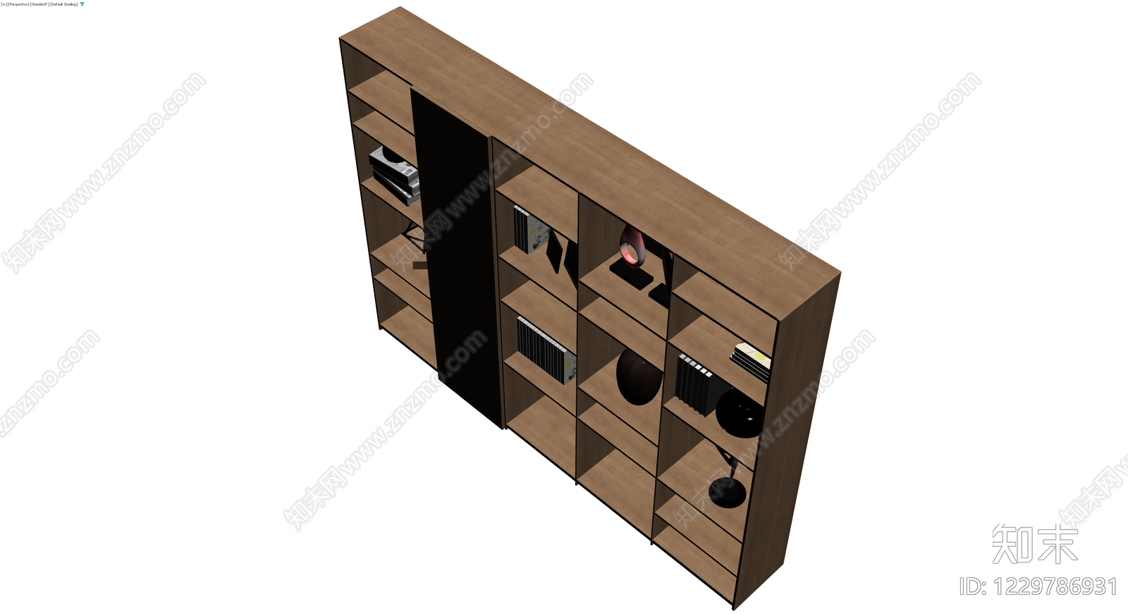 现代风格木质组合书柜3D模型下载【ID:1229786931】