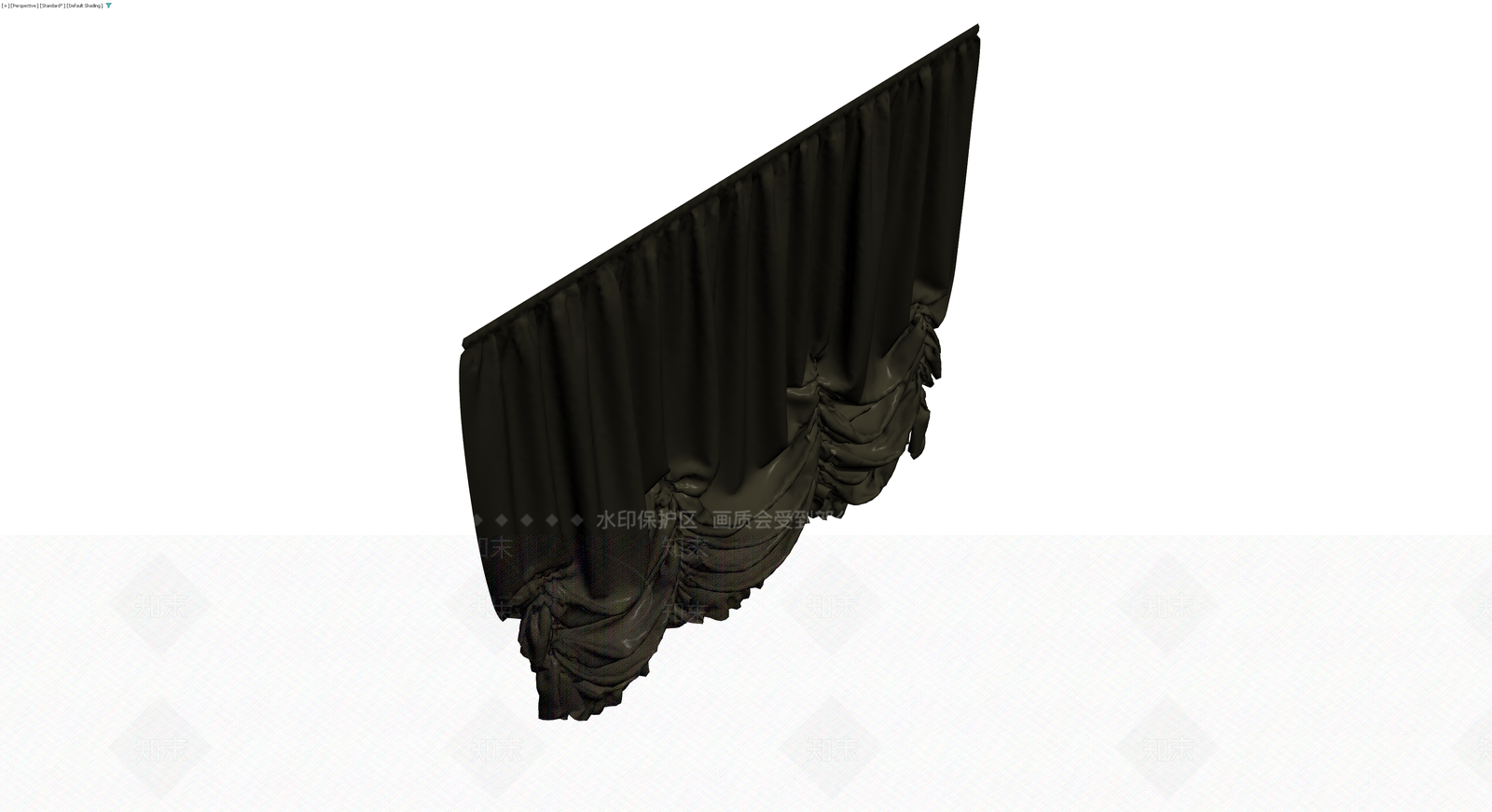 深色褶皱布艺窗帘3D模型下载【ID:1230773277】