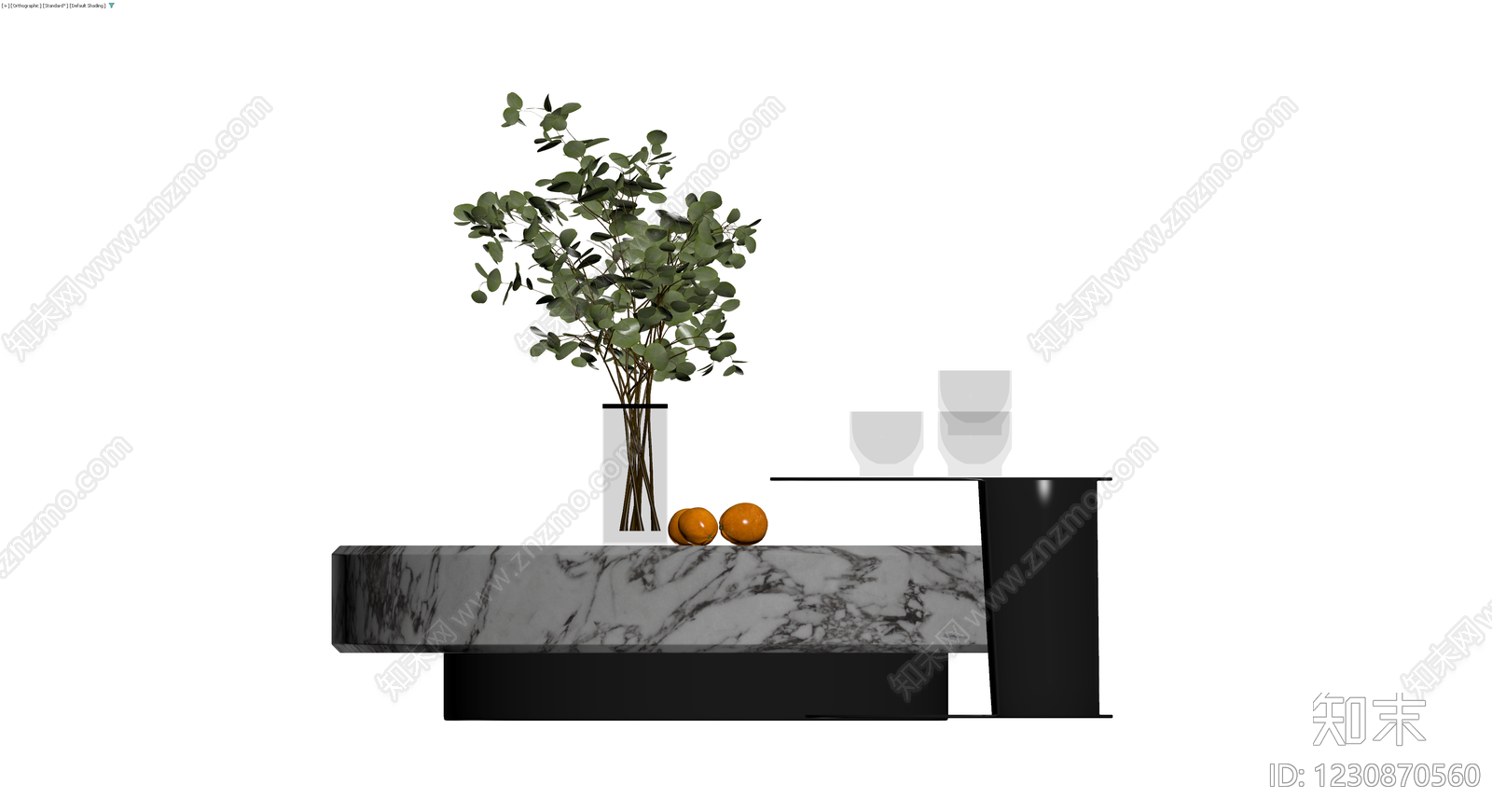 大理石黑边茶几组合3D模型下载【ID:1230870560】