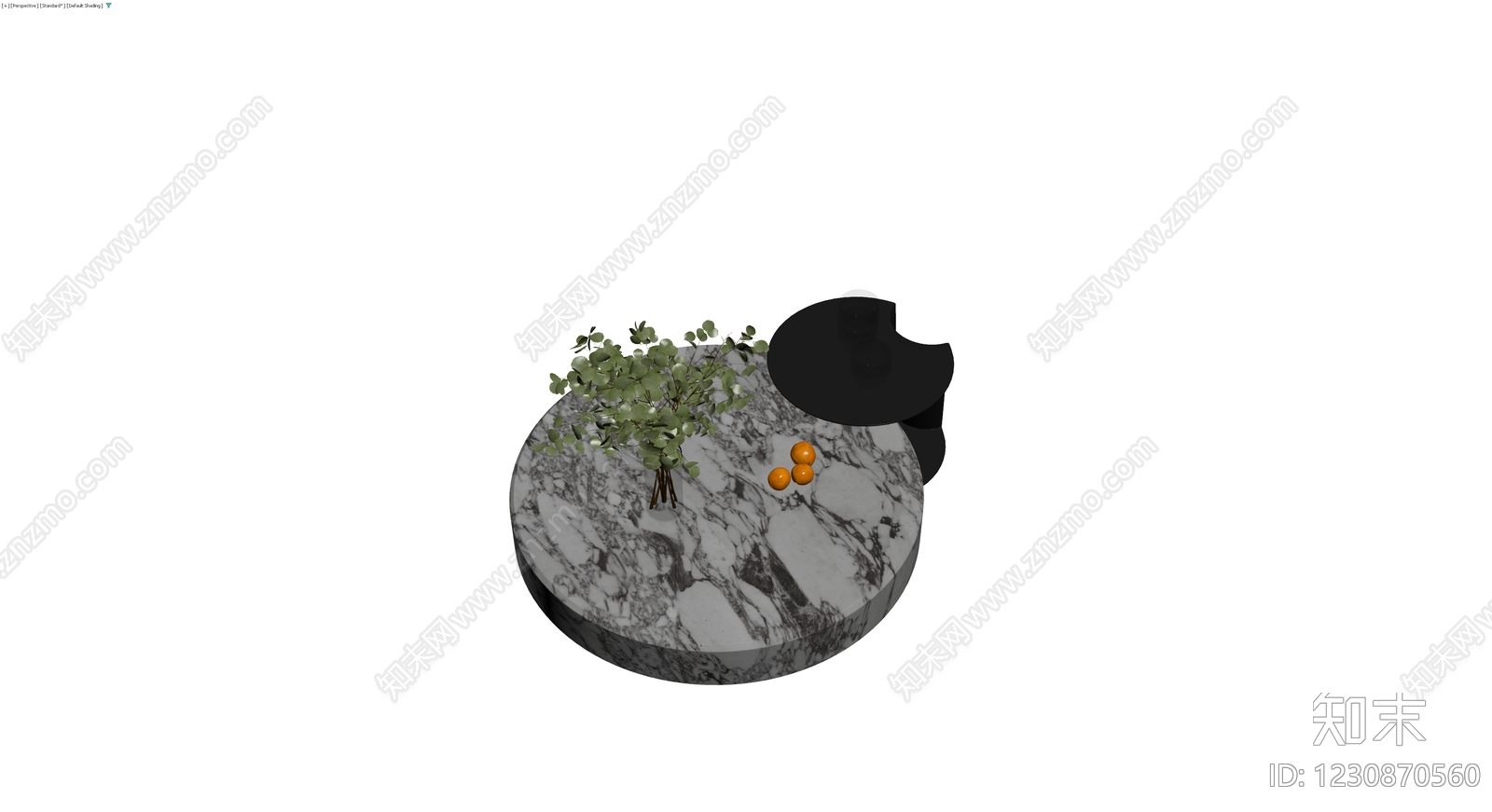 大理石黑边茶几组合3D模型下载【ID:1230870560】