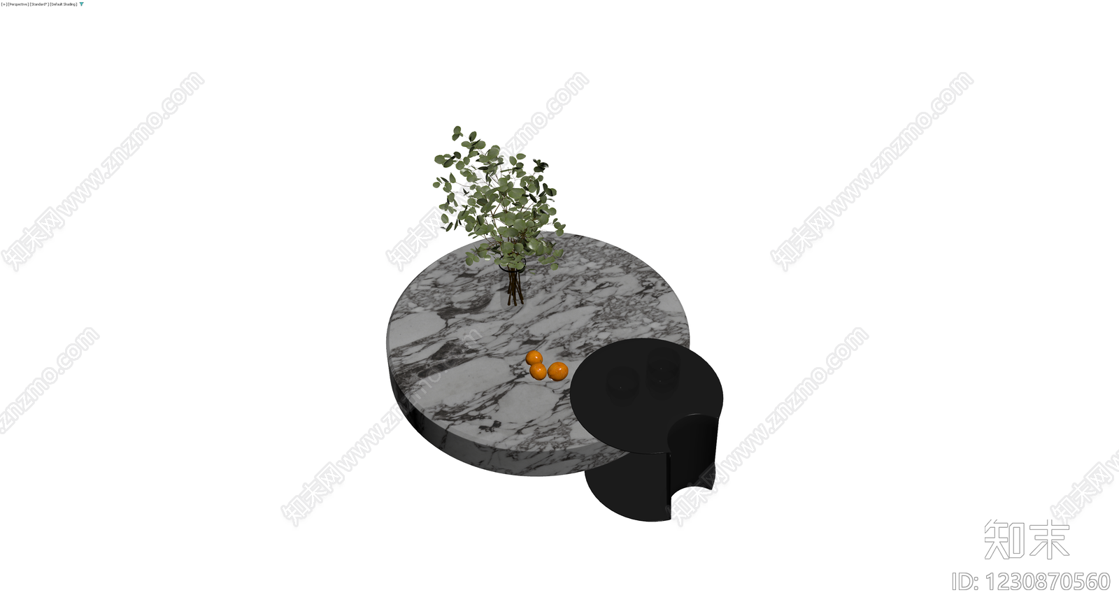 大理石黑边茶几组合3D模型下载【ID:1230870560】