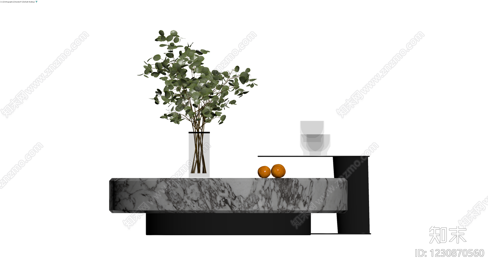 大理石黑边茶几组合3D模型下载【ID:1230870560】