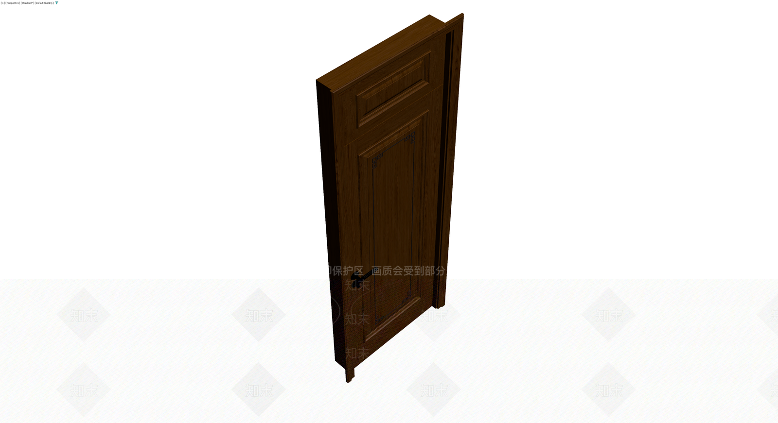 深棕色中式实木门3D模型下载【ID:1230668127】