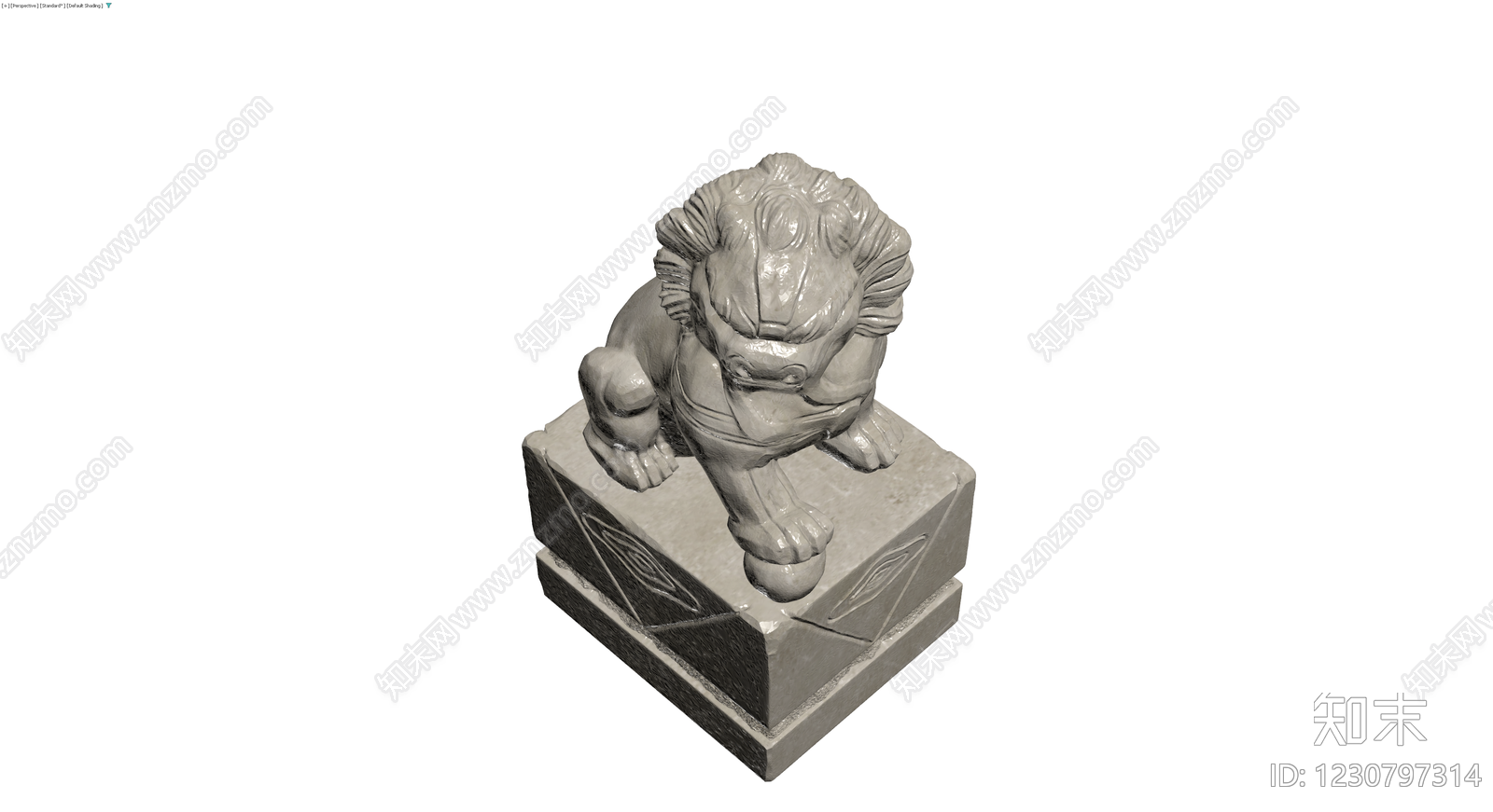 石狮子底座雕塑3D模型下载【ID:1230797314】