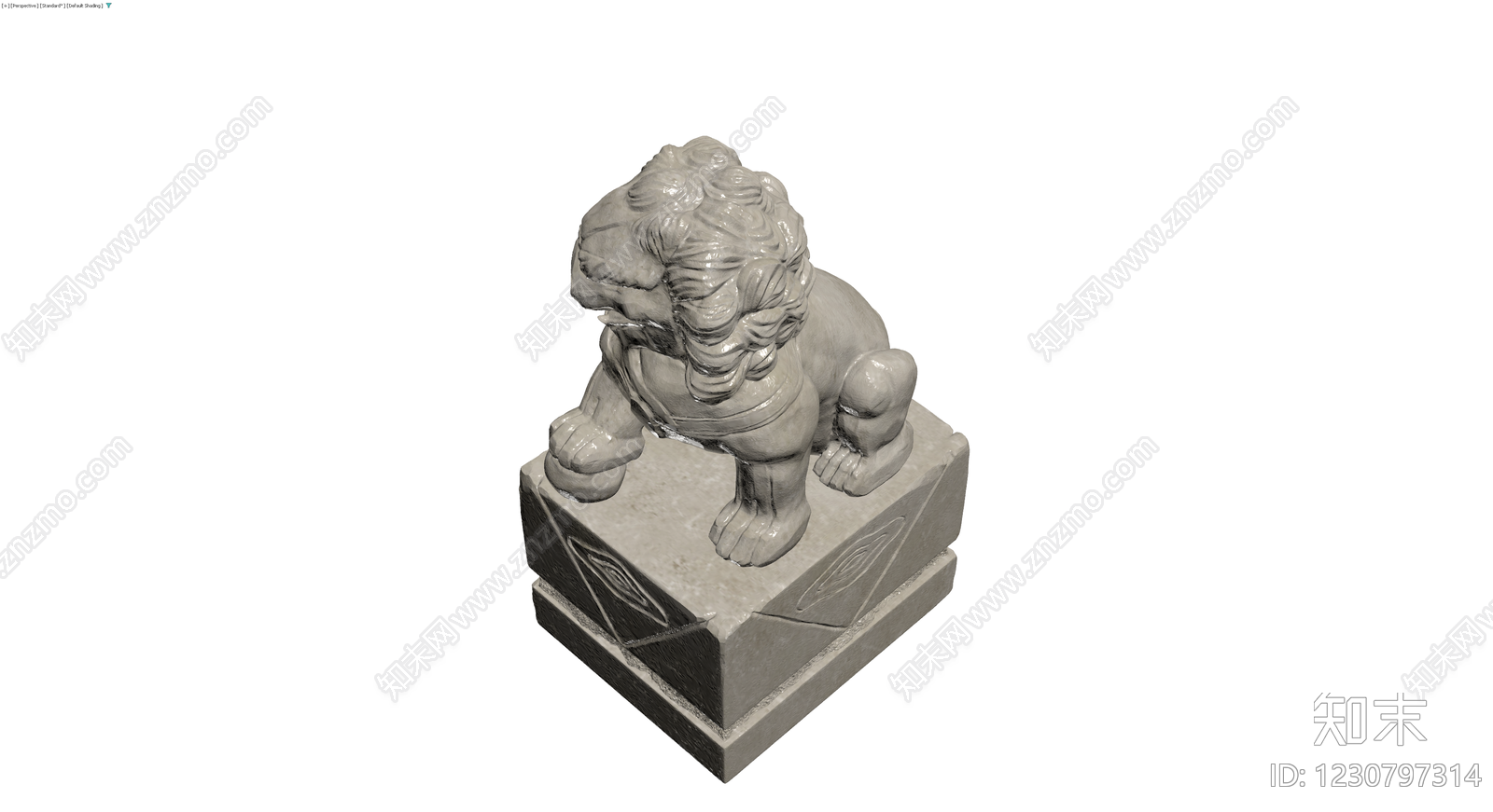 石狮子底座雕塑3D模型下载【ID:1230797314】
