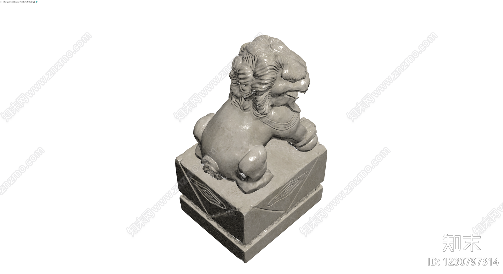 石狮子底座雕塑3D模型下载【ID:1230797314】