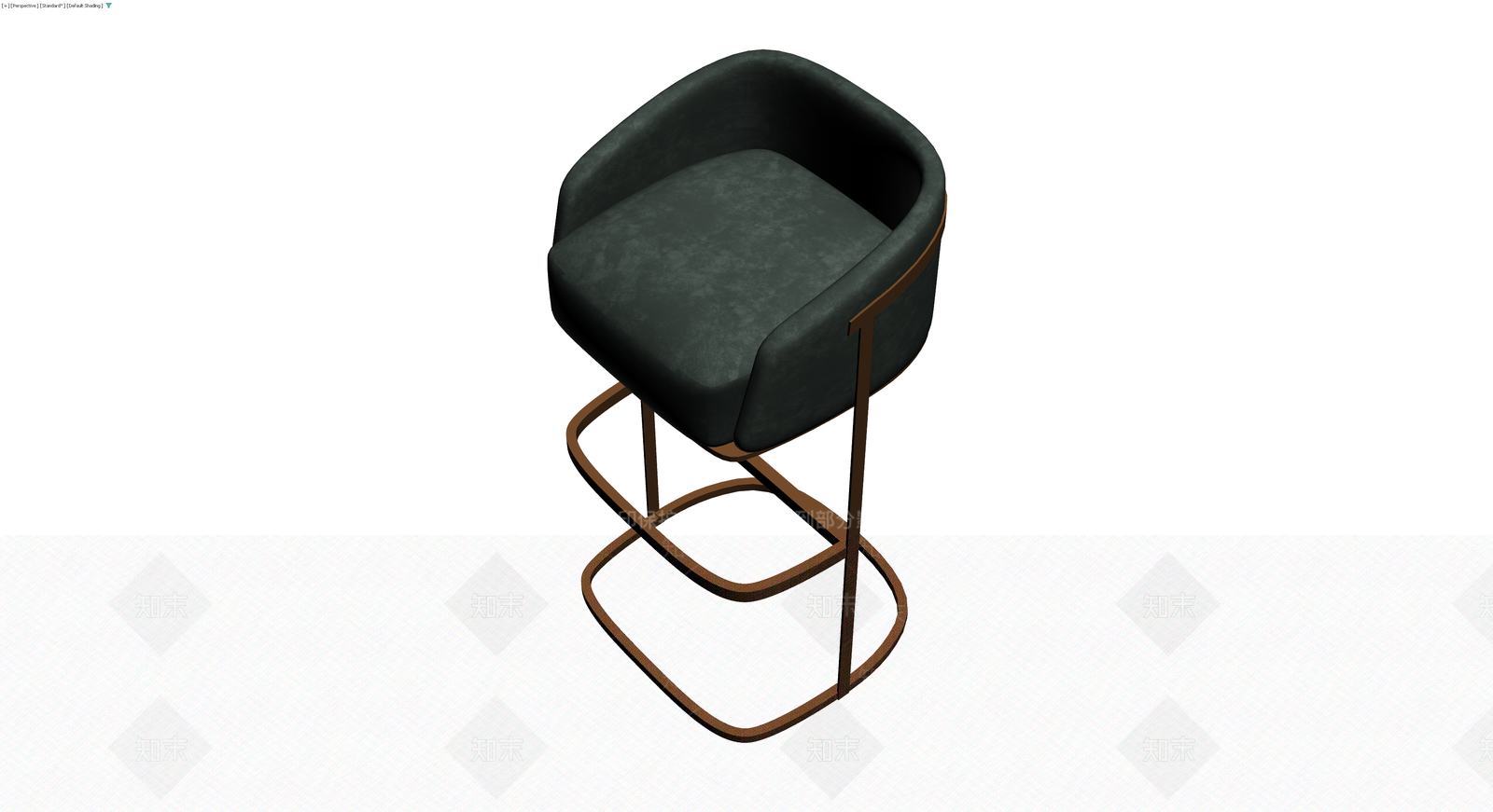 深绿色绒面高脚吧台椅3D模型下载【ID:1230390563】