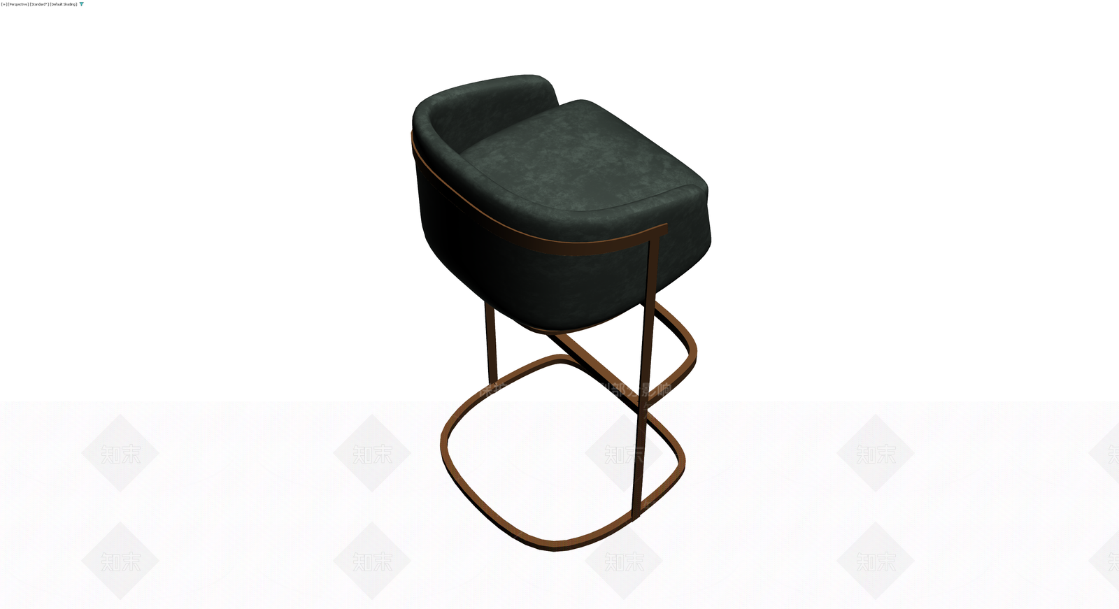 深绿色绒面高脚吧台椅3D模型下载【ID:1230390563】