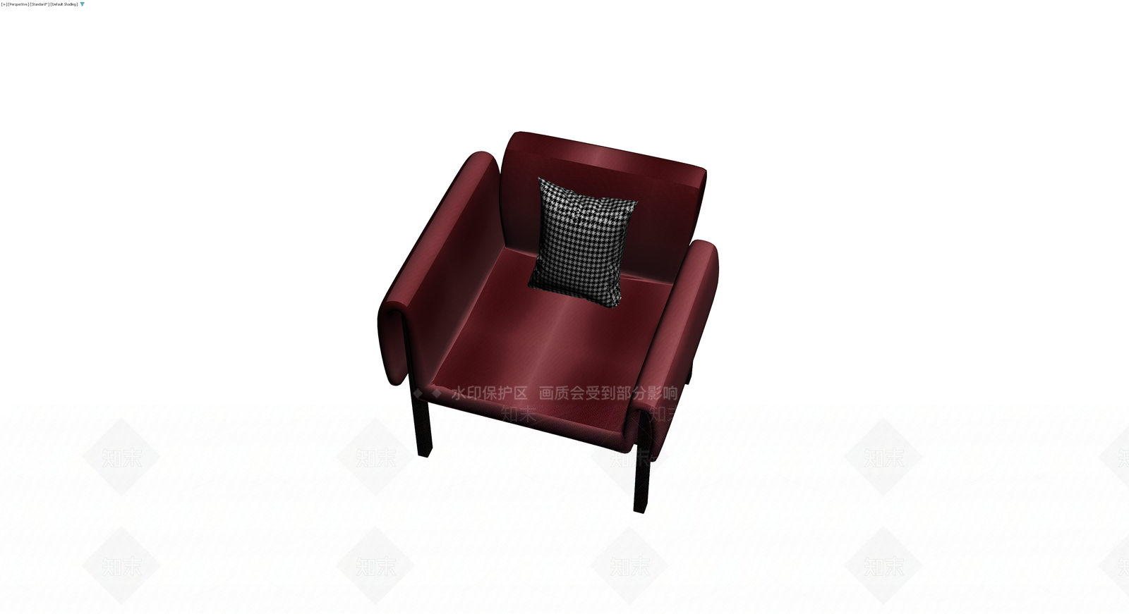 红色单人沙发配抱枕3D模型下载【ID:1230399095】
