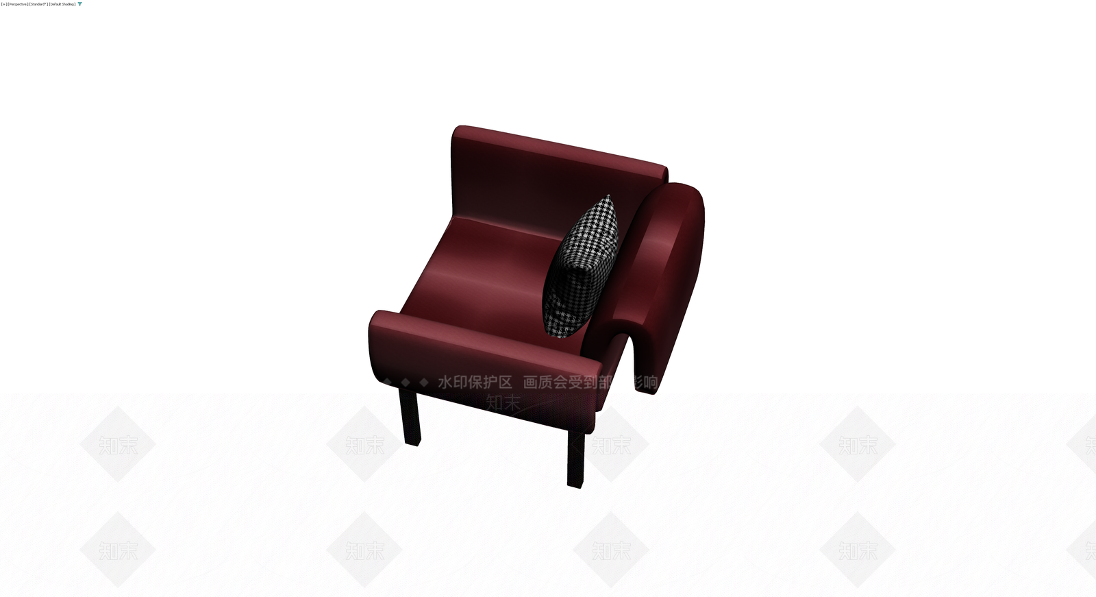 红色单人沙发配抱枕3D模型下载【ID:1230399095】