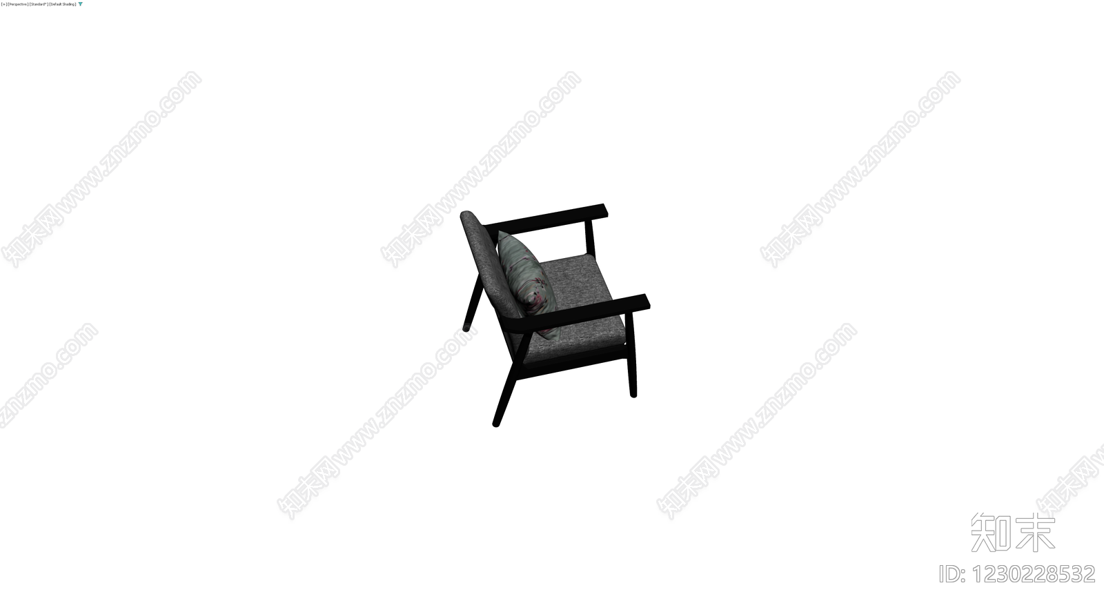 灰色布艺扶手椅3D模型下载【ID:1230228532】