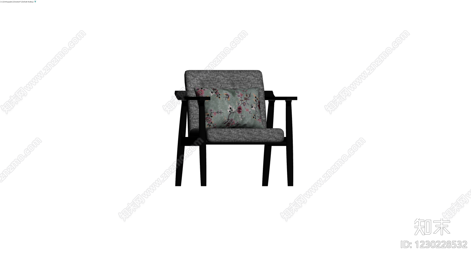 灰色布艺扶手椅3D模型下载【ID:1230228532】