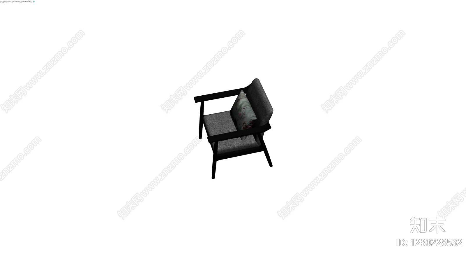 灰色布艺扶手椅3D模型下载【ID:1230228532】