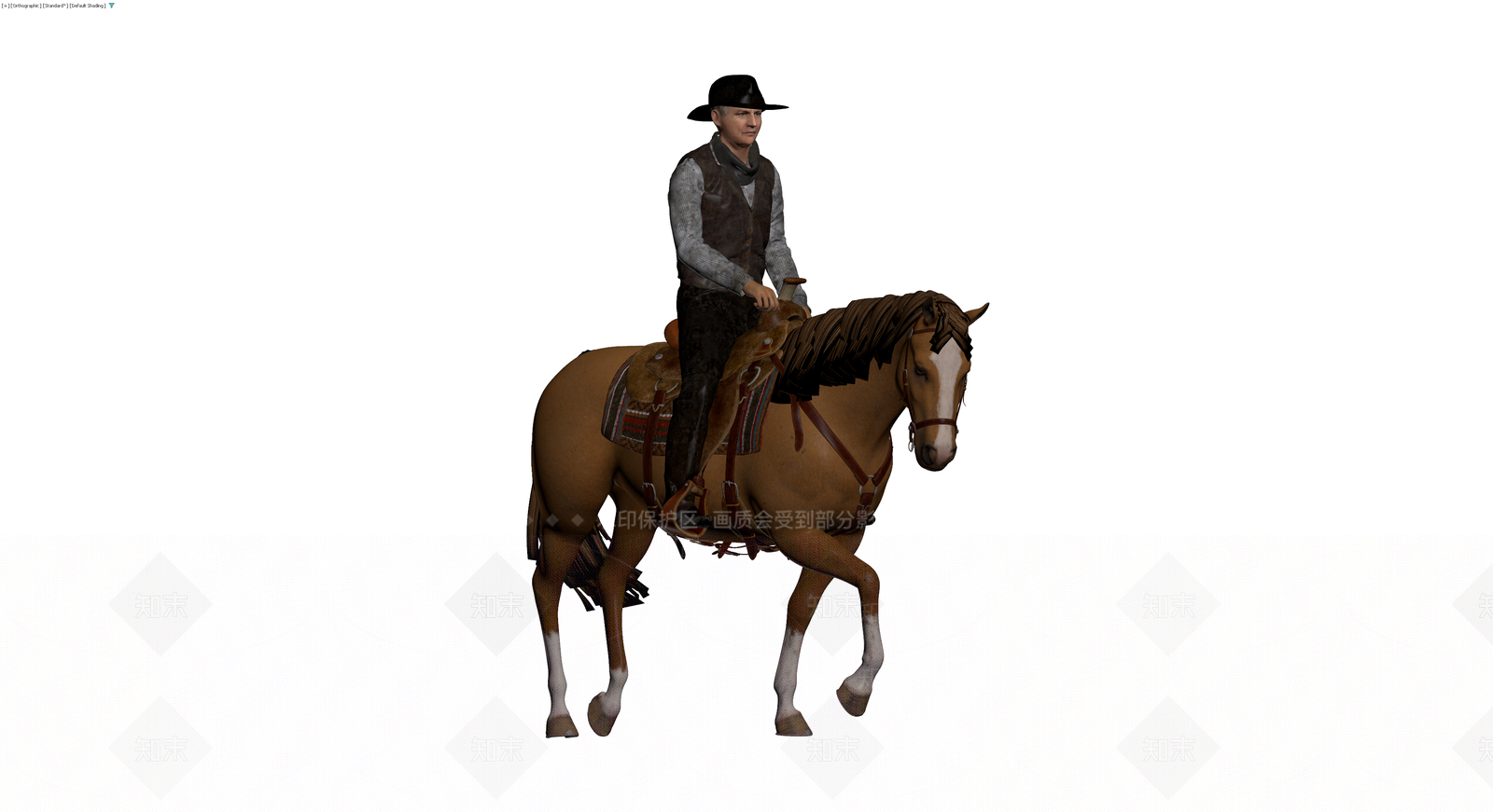 骑马牛仔角色模型3D模型下载【ID:1230563902】
