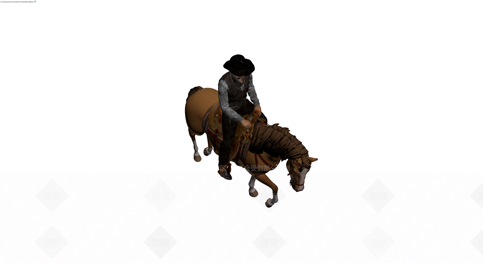 骑马牛仔角色模型3D模型下载【ID:1230563902】