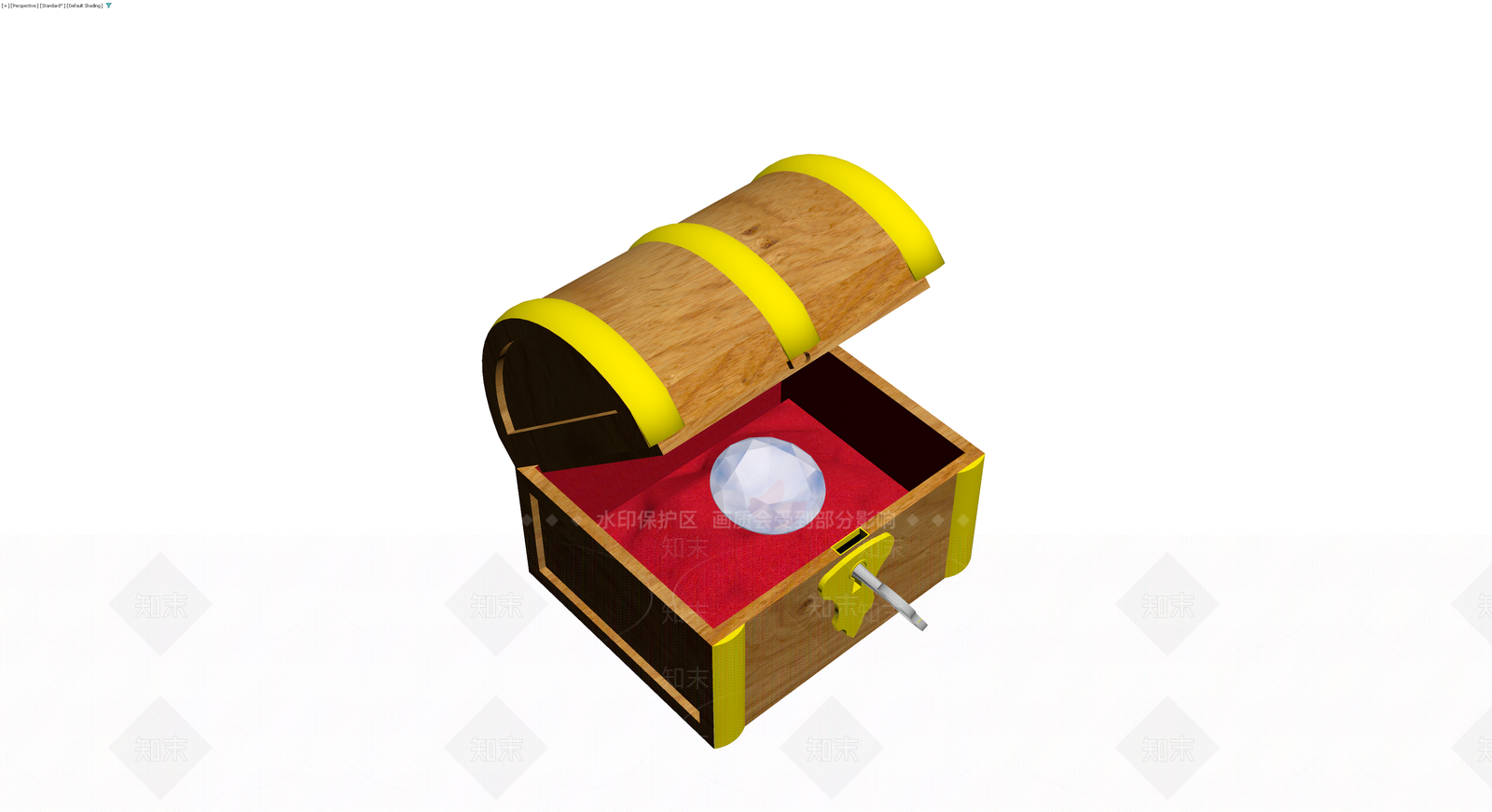 木质宝箱带宝石3D模型下载【ID:1230750691】