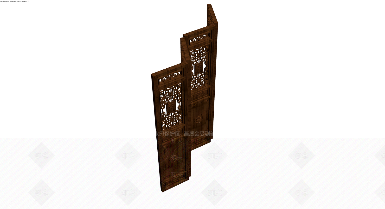 中式四折木质屏风3D模型下载【ID:1229919519】