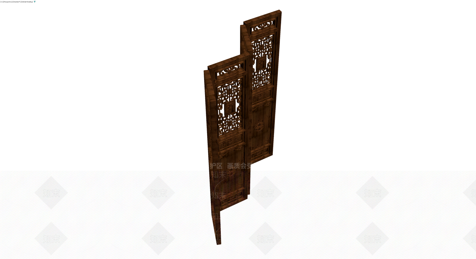 中式四折木质屏风3D模型下载【ID:1229919519】