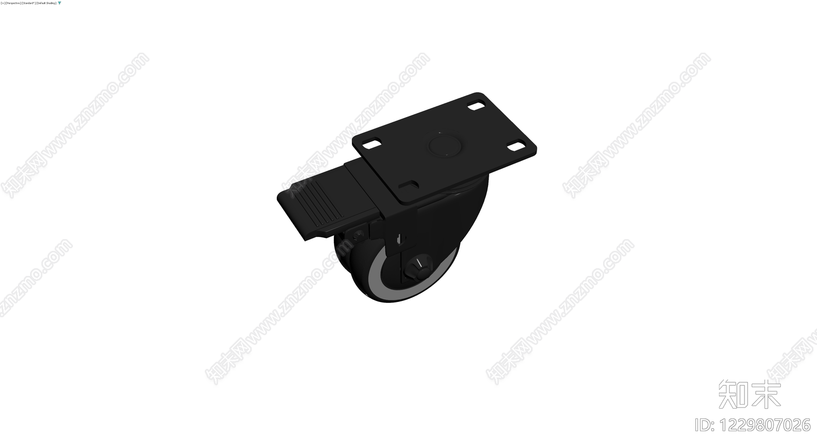 黑色万向脚轮组件3D模型下载【ID:1229807026】