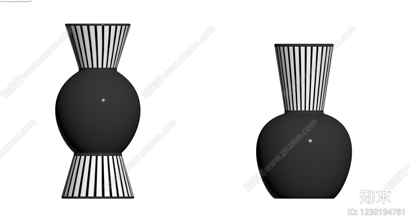 黑白条纹装饰花瓶3D模型下载【ID:1230194781】