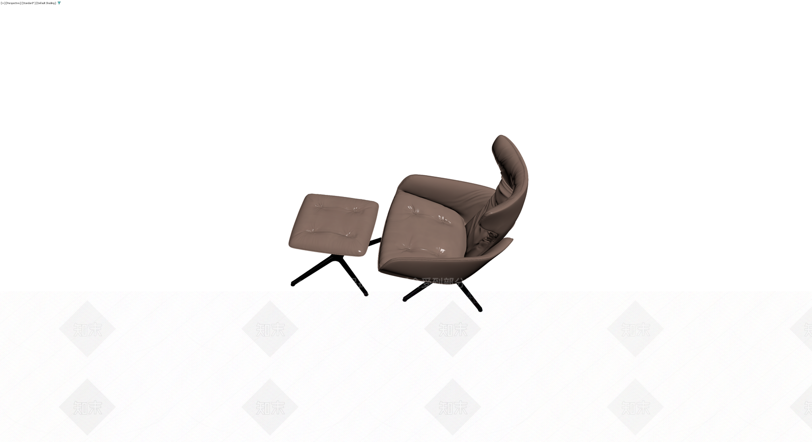 棕色皮质休闲椅配脚踏3D模型下载【ID:1230458412】