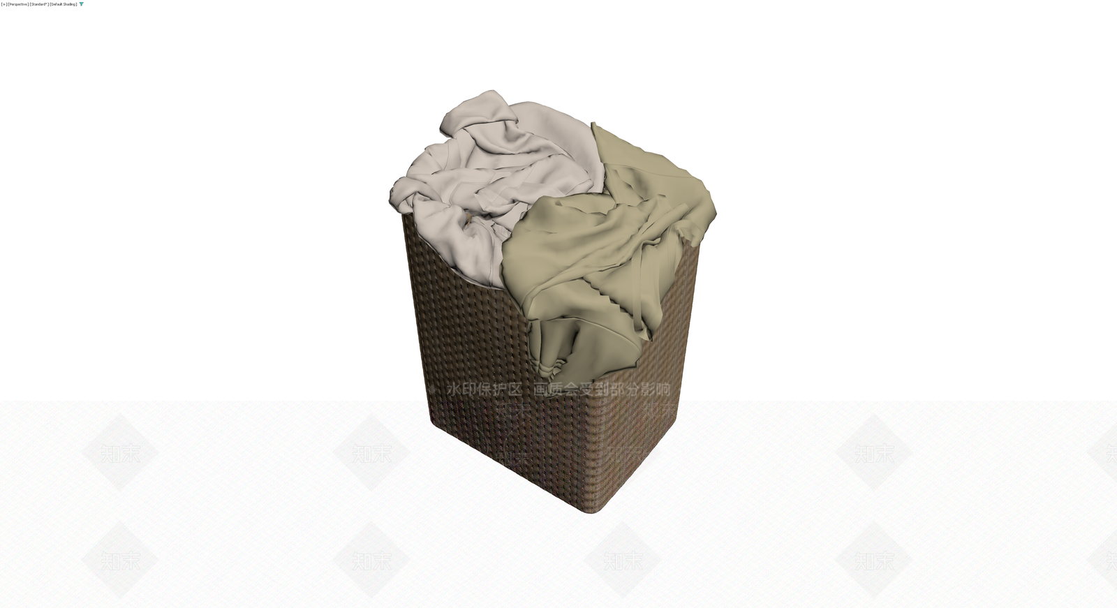 编织洗衣篮及衣物3D模型下载【ID:1230332800】