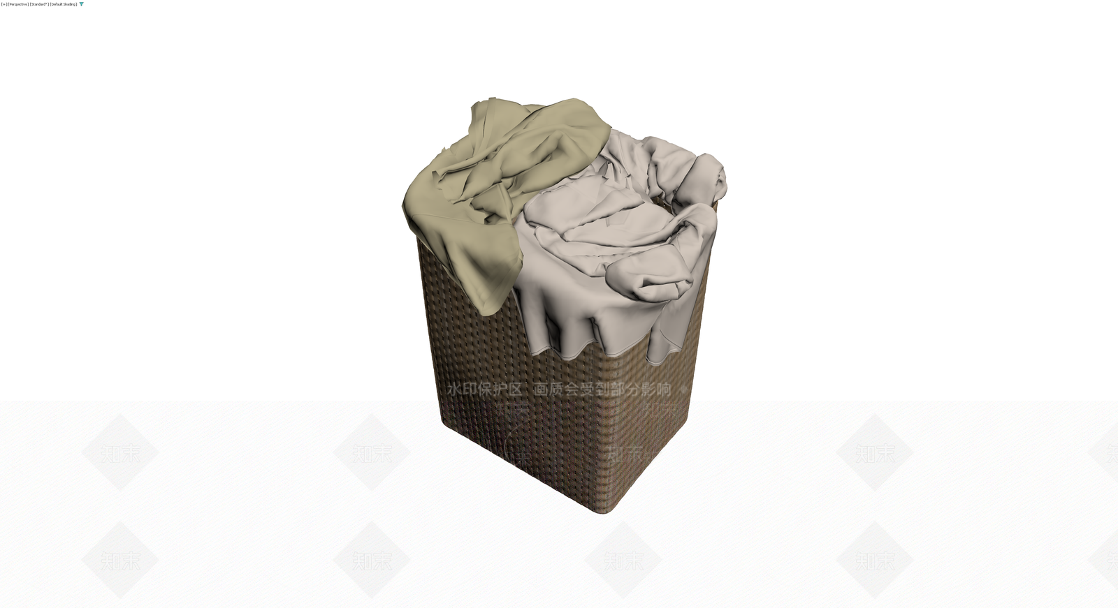 编织洗衣篮及衣物3D模型下载【ID:1230332800】