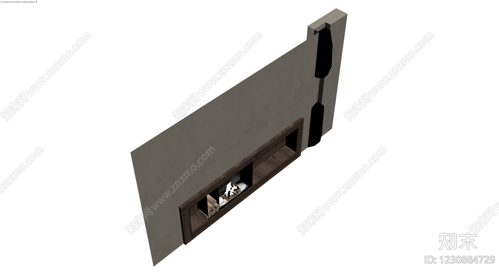 现代壁炉与木柴组合3D模型下载【ID:1230884729】