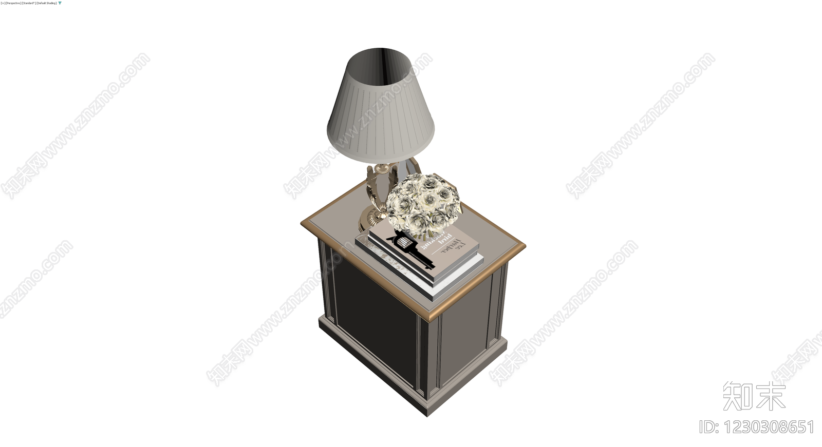 带摆件床头柜组合3D模型下载【ID:1230308651】