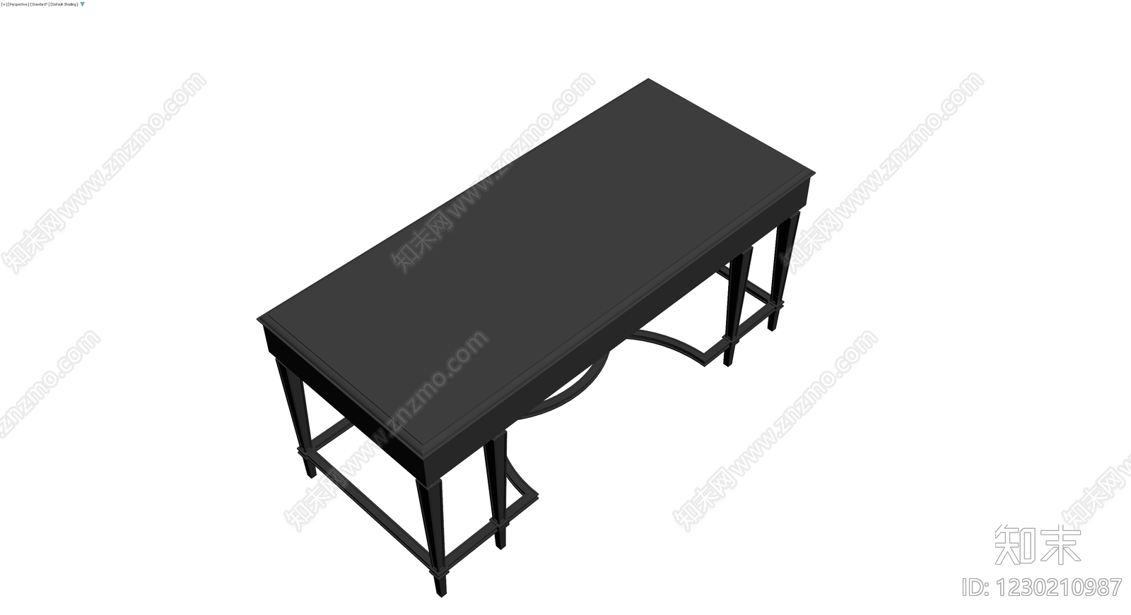 黑色实木书桌3D模型下载【ID:1230210987】