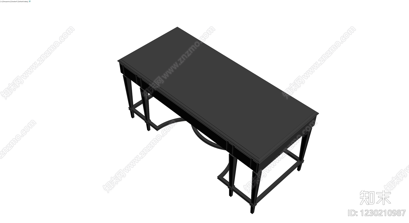 黑色实木书桌3D模型下载【ID:1230210987】