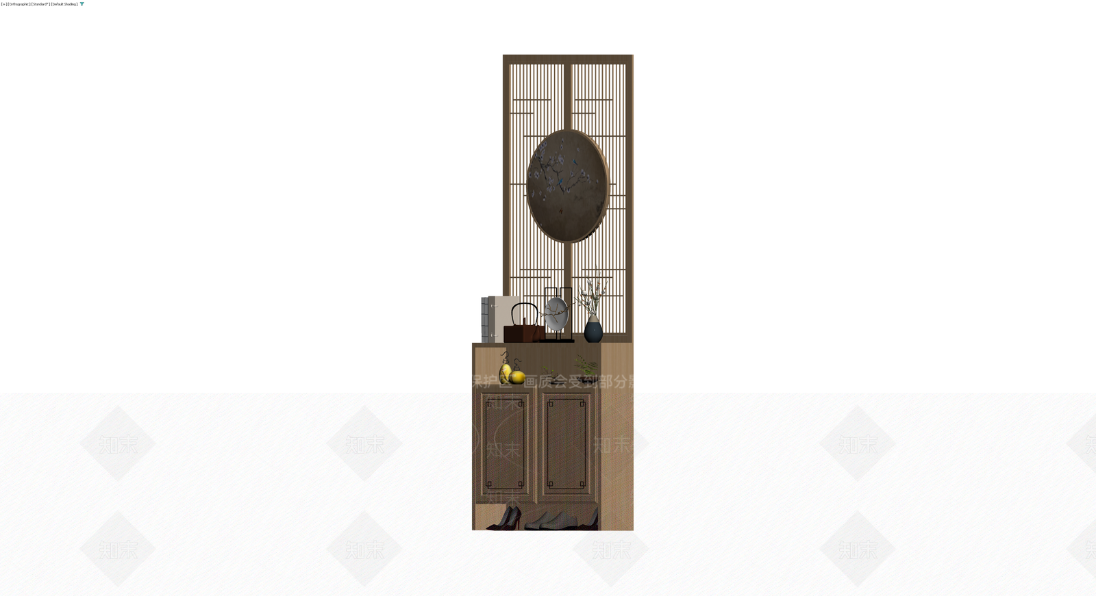 新中式玄关柜屏风组合3D模型下载【ID:1230404188】