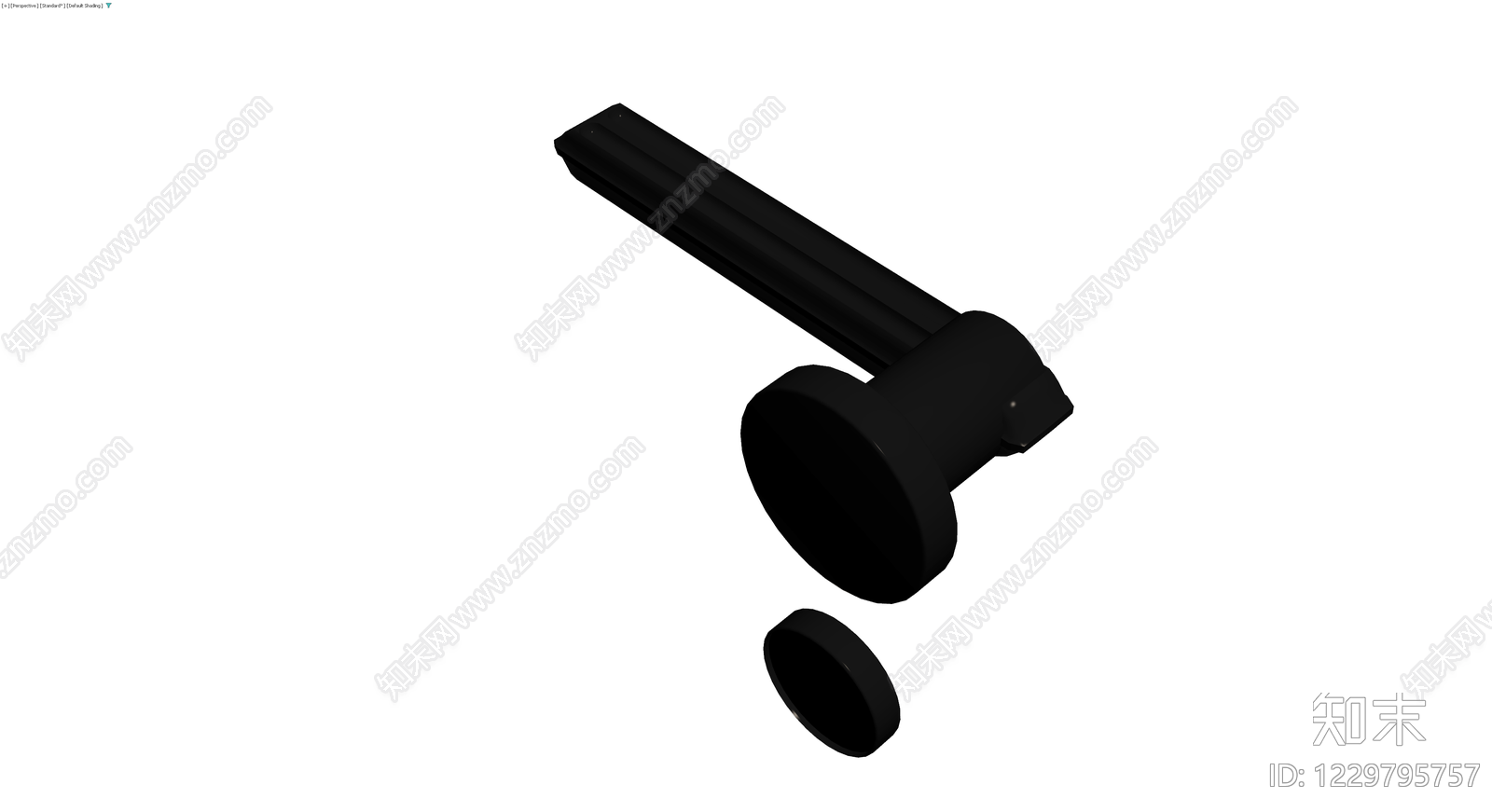 黑色长柄门把手组件3D模型下载【ID:1229795757】