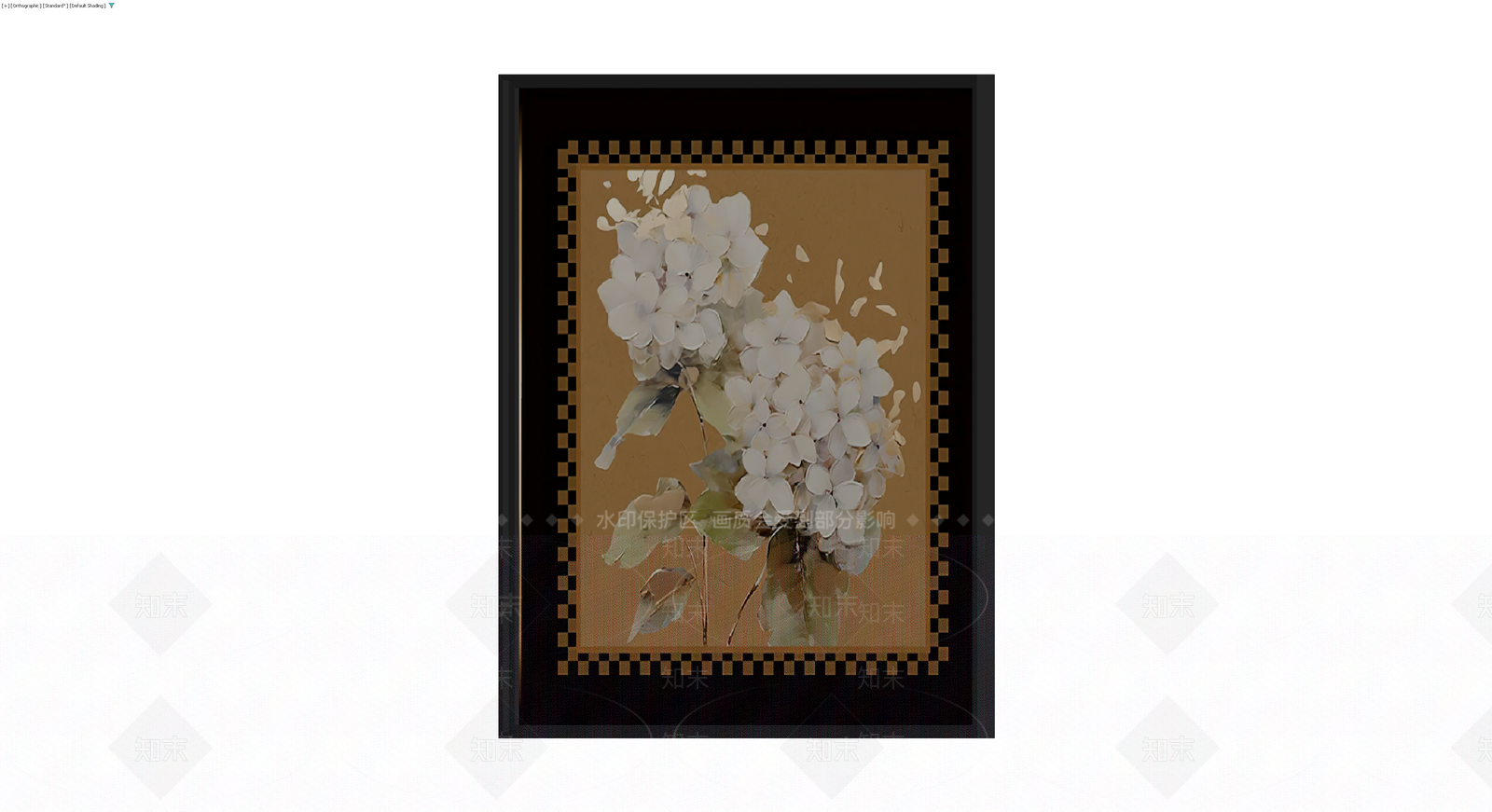 带框白色绣球花挂画3D模型下载【ID:1230623106】