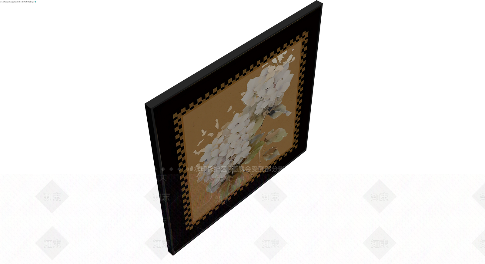 带框白色绣球花挂画3D模型下载【ID:1230623106】