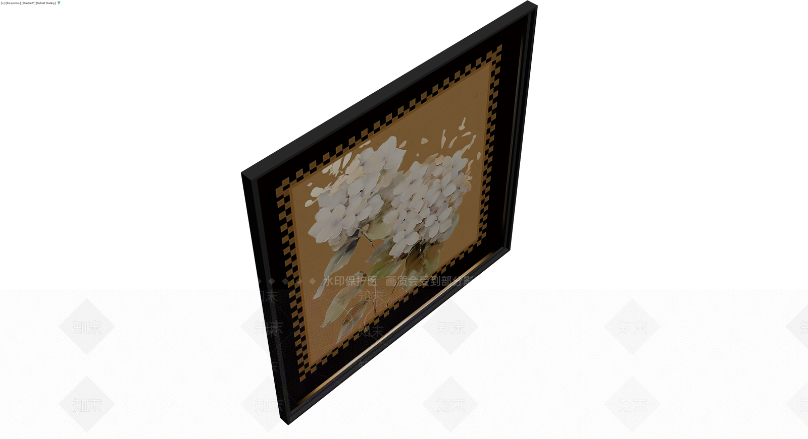 带框白色绣球花挂画3D模型下载【ID:1230623106】