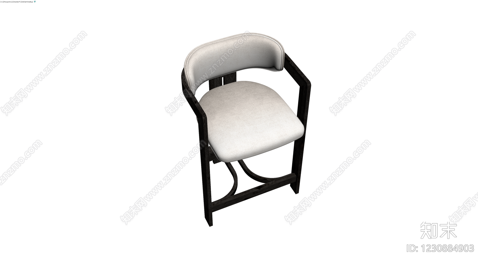 深色木框软包高脚椅3D模型下载【ID:1230884903】
