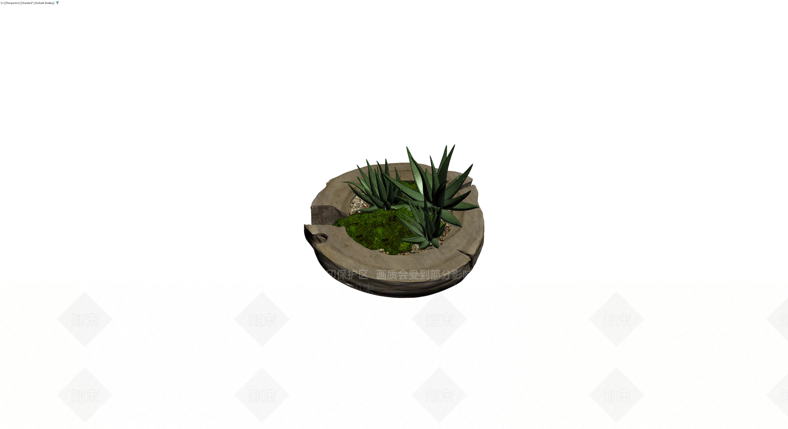 木质花盆多肉盆栽组合3D模型下载【ID:1230582474】