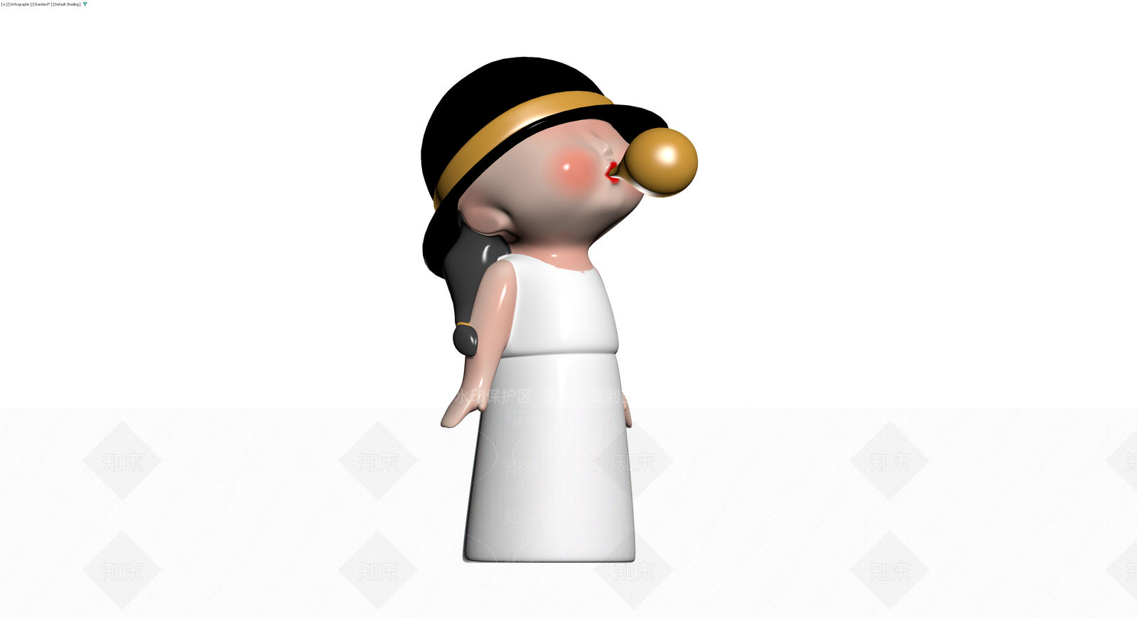 戴帽吹泡泡女孩雕塑3D模型下载【ID:1230615475】