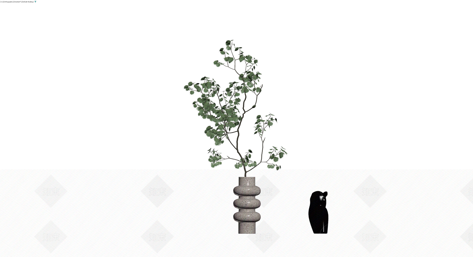 陶瓷花瓶配绿植3D模型下载【ID:1229633506】