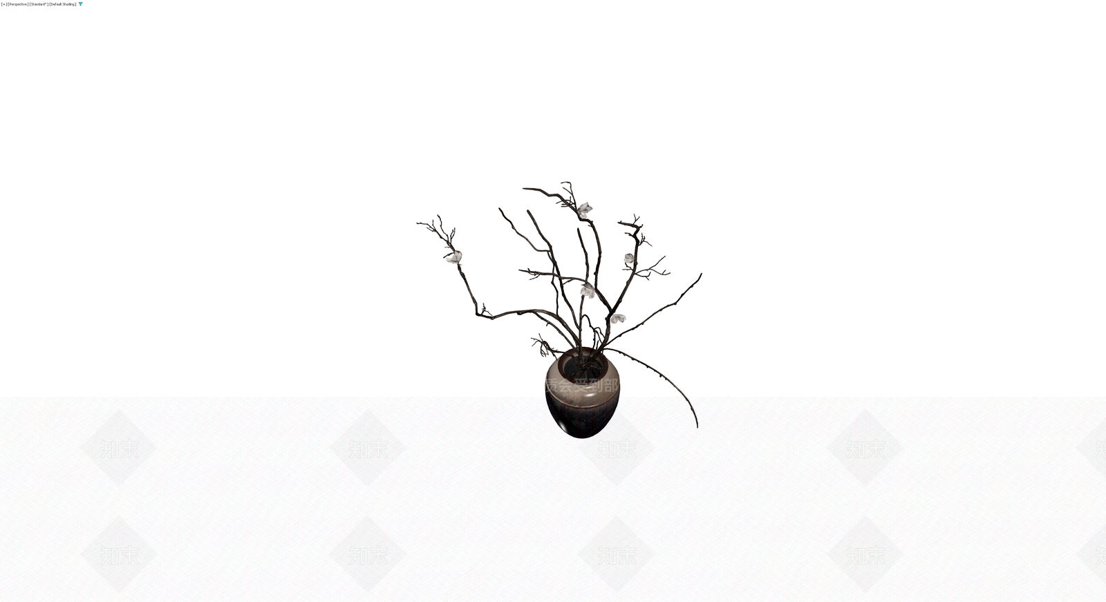 盆栽白梅陶瓷花瓶3D模型下载【ID:1230180713】