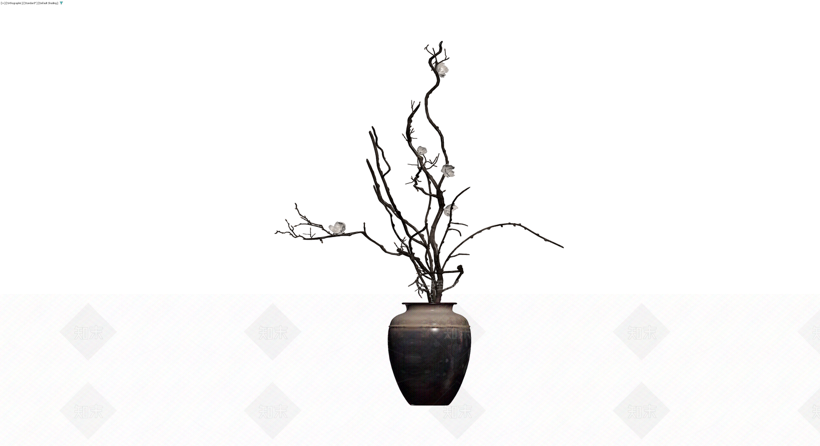 盆栽白梅陶瓷花瓶3D模型下载【ID:1230180713】
