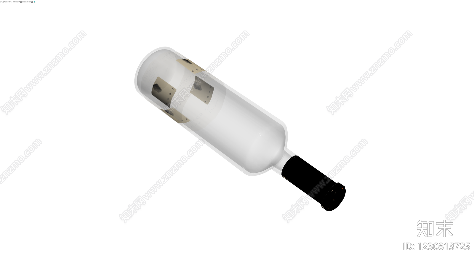 带标签白色酒瓶3D模型下载【ID:1230813725】
