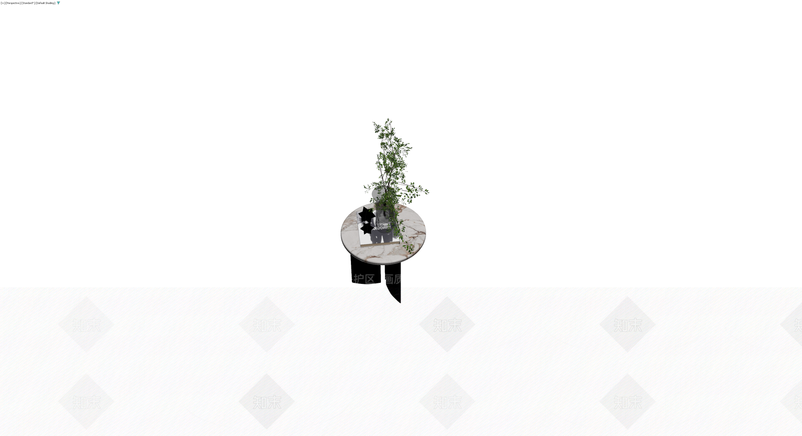 大理石圆桌组合盆栽3D模型下载【ID:1230388914】