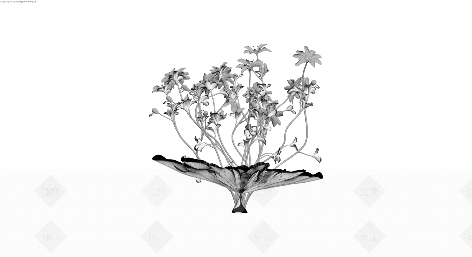 灰模花卉盆栽组合3D模型下载【ID:1230534427】