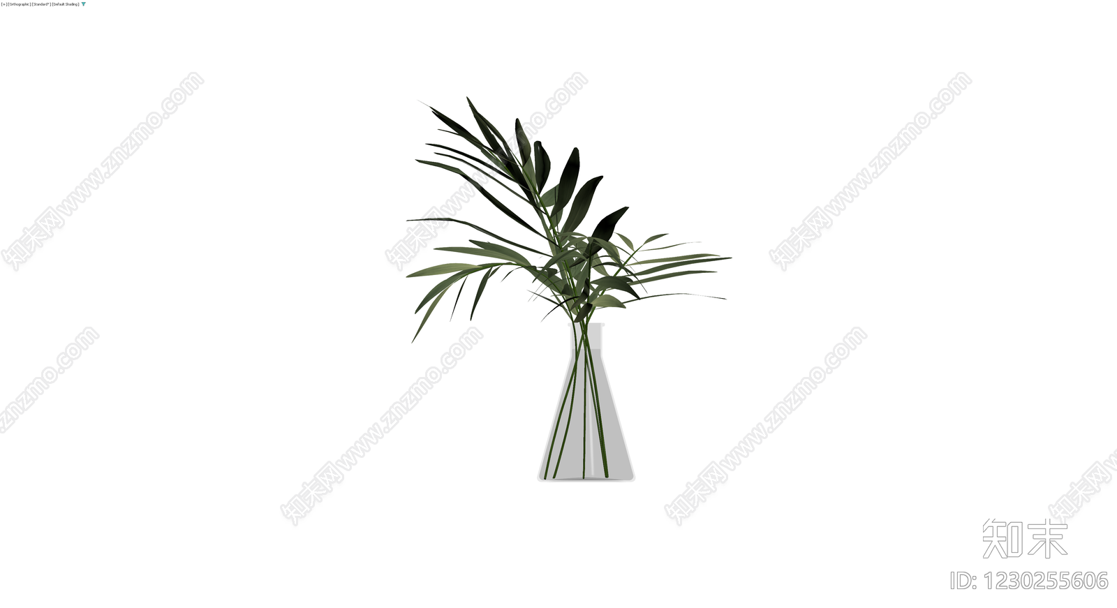 玻璃花瓶插绿植盆栽3D模型下载【ID:1230255606】