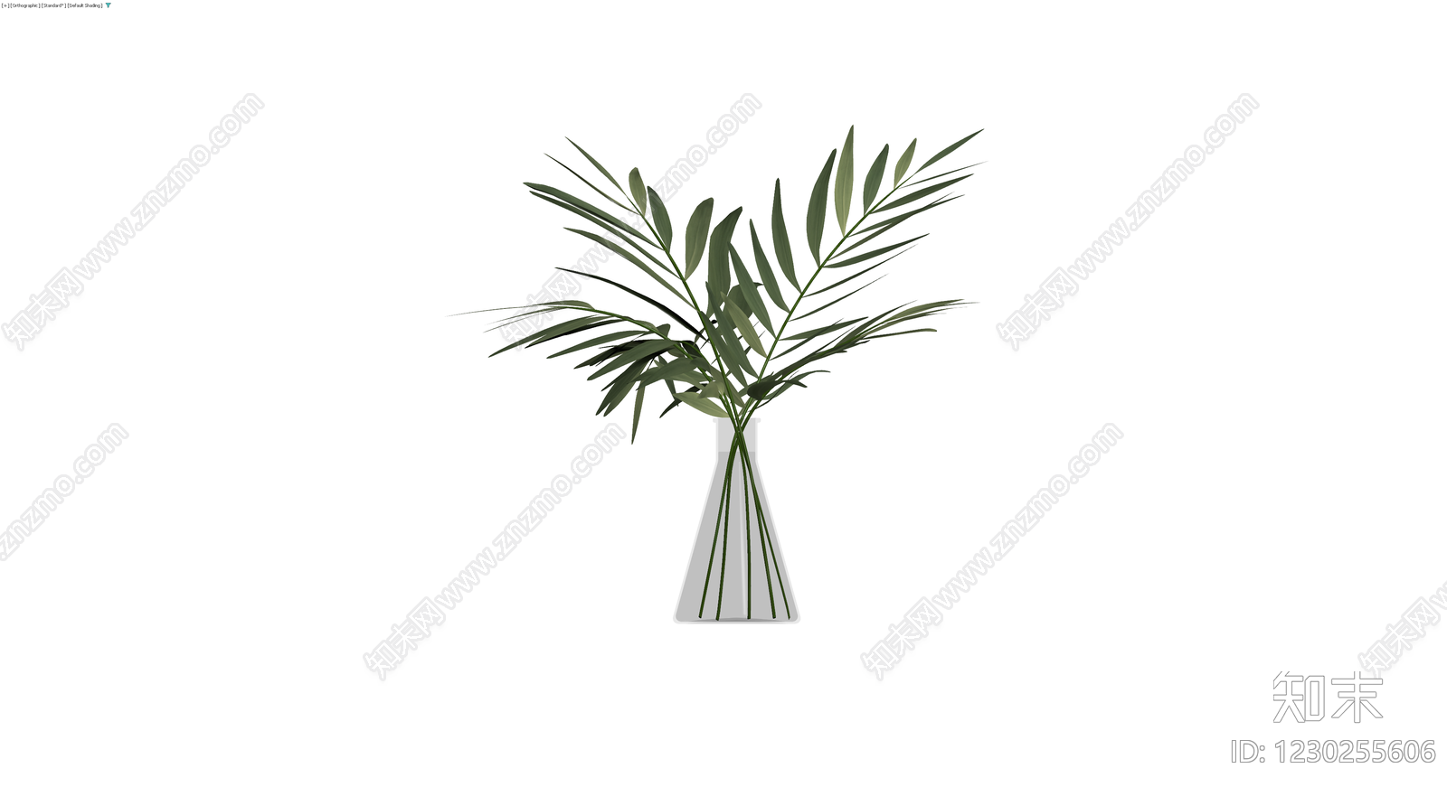 玻璃花瓶插绿植盆栽3D模型下载【ID:1230255606】